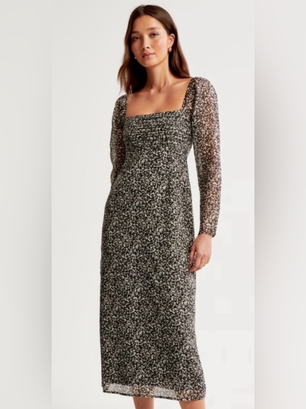 Abercrombie Emerson Chiffon Long-Sleeve Midi Dress Size Small Petite
